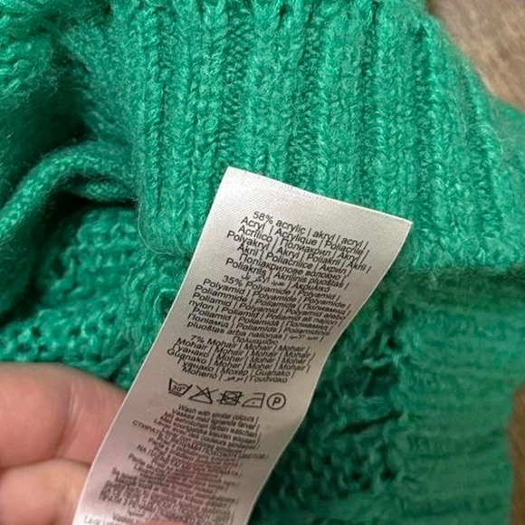 Cottage Core Green Crochet Cardigan Button Up Boho Chunky Knit L Soft Girl - Picture 7 of 7